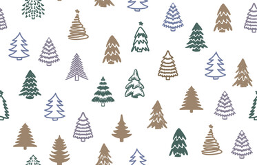 Obraz premium Christmas tree set, Hand drawn illustrations. 