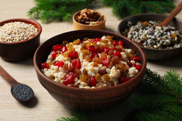 Concept of tasty Orthodox Christmas food, Kutya