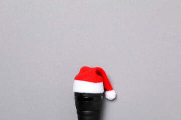 Concept of New Year party, karaoke New Year party, space for text