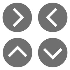 Set of buttons with arrows. Left, right, up, down, back and next button icon set.