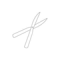 A garden shears line vector isolated on white background. gardening tool vector.  