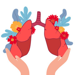 Lungs Human Internal Organ Isolated White Background With Gradient Mesh, Vector Illustration0
