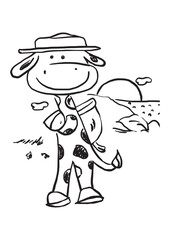 giraffe jungle adventure , outline colour black white vector