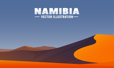 Fototapeta na wymiar Dessert landscape. Namibia Africa vector illustration. Sand dunes in natural background. Image for web, banner, or game design.