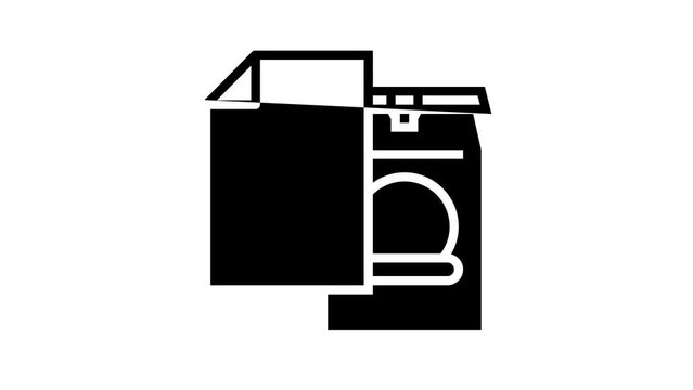 food paper bag line icon animation