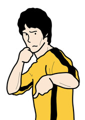 格闘技の達人。先頭の構えをしている男性。