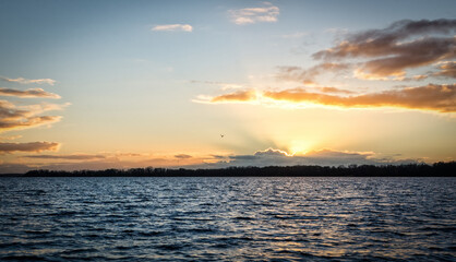 Idyllic lake sunrise in November