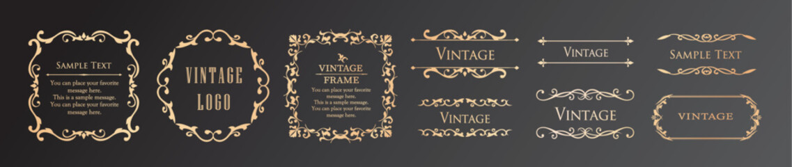 高級感のあるカードデザイン。アンティークな装飾デザイン。エレガントな縁の模様。