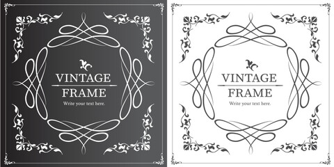 高級感のあるカードデザイン。アンティークな装飾デザイン。エレガントな縁の模様。