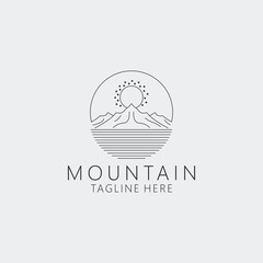 garis vektor seni seni gunung logo lanskap