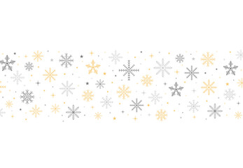 Christmas background. Decorative winter background with snowflakes, snow, stars design elements. Vector illustration