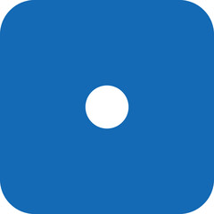 Dice graphic icons. Blue game dice cube with one dot. Gambling object to play in casino, poker. Face of cube. Traditional die with numbers of 1 dot 