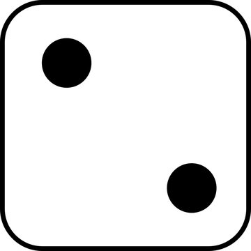 recommend clip art: White game dice cube with two black dots. Dice graphic icon. Gambling object to play in casino, poker. Face of cube. Traditional die with numbers of 1 dot	