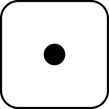 recommend clip art: White game dice cube with one black dot. Dice graphic icon. Gambling object to play in casino, poker. Face of cube. Traditional die with numbers of 1 dot	