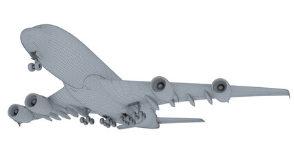 3D rendering illustration aeroplane White with edge neon hologram futuristic show technology security for premium product business finance  transportation