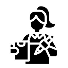 order receiver girl waitress icon