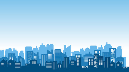 Obraz premium The background of a city in the morning with many buildings