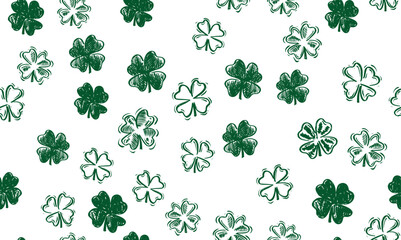 Saint Patricks Day, festive background with flying clover.	
