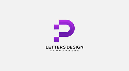 Letter P Design with purple color logo design Vector Illustration.