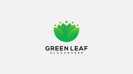 green leaves effect logo design illustration vector