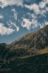 Breathtaking mountain landscape panorama. Beautiful nature of the Polish Tatra Mountains