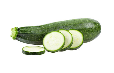 fresh green zucchini with slice isolated on transparent png