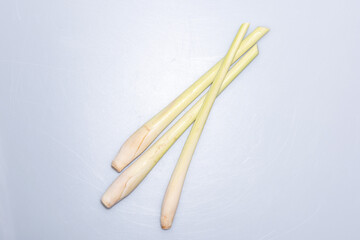 Lemongrass on white background ,Fresh Lemongrass-Thai herbs.