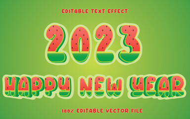 2023 happy new year text effect editable vector eps file theme watermelon red pink sweet girl children