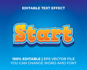 text effect editable vector eps file yellow blue fun start caption text