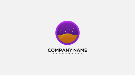 desert logo design template night illustration