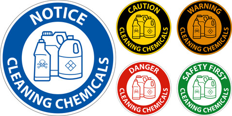 Warning Sign Cleaning Chemicals Sign On White Background
