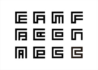 set of square logo geometric shape business name initial