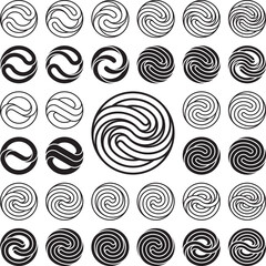 Logo Template. Set of Wavy Circle Logo Templates. Vector Illustration.
