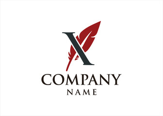 feather fur wing logo with letter X concept