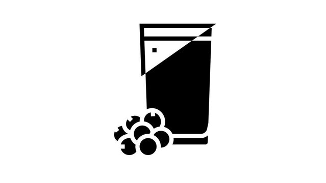 bluberry smoothie fruit juice food line icon animation