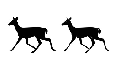 Silhouette of deer in running position. vector illustrations