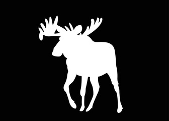 Silhouette Deer, Isolated on White Background. Deer Logo, Template, Illustration Vector.