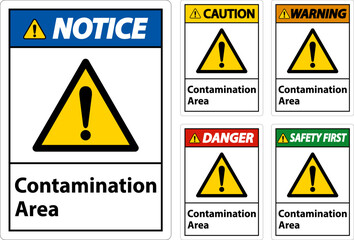 Contamination Area Warning Sign On White Background