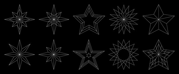 Christmas stars line icons. Vector illustration isolated on white background