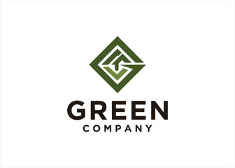 green leaf nature logo design geometric shape
