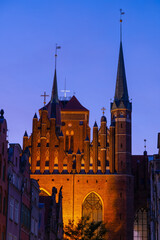 Gothic St Mary Basilica In Gdansk At Dusk In Poland
