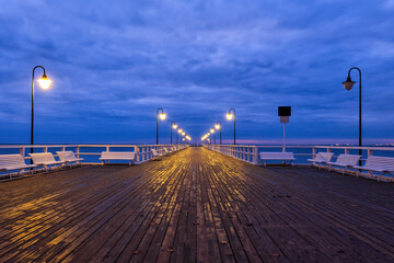 Gdynia Orlowo Pier At Dawn In Poland