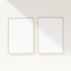 Minimal frame mockup on white wall. Poster mockup. Clean, modern, minimal frame. 3d rendering.