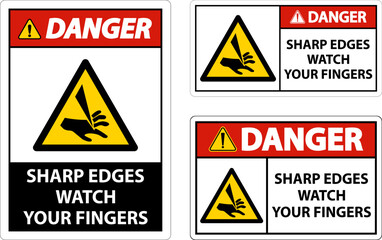 Danger Sharp Edges Watch Your Fingers On White Background