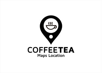 coffee tea drink business maps location pin point logo icon symbol