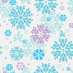 Vector seamless Christmas pattern with snowflakes on white background