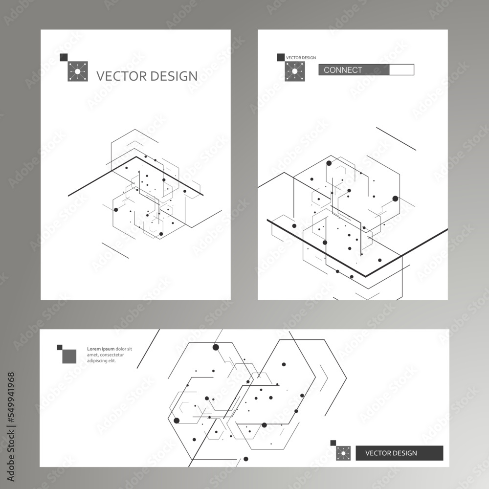 Leinwandbilder vector cover template design. white background with abstract hexagon pattern