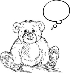 Cute Teddy bear, doodle illustration 