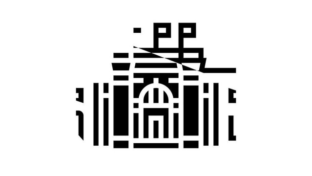 cairo museum line icon animation
