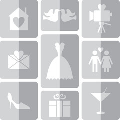 Wedding and Love Icons, Vector illustration